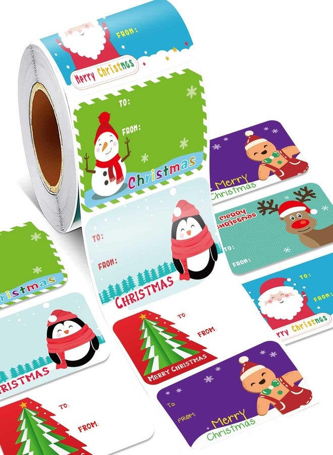 OTAITY Christmas Gift Tags 300 PCS Christmas Presents Stickers with Santa Claus Snowman Reindeer DIY Self Adhesive Christmas Tags for Christmas Gift Bags and Wrapped Presents - Image 1